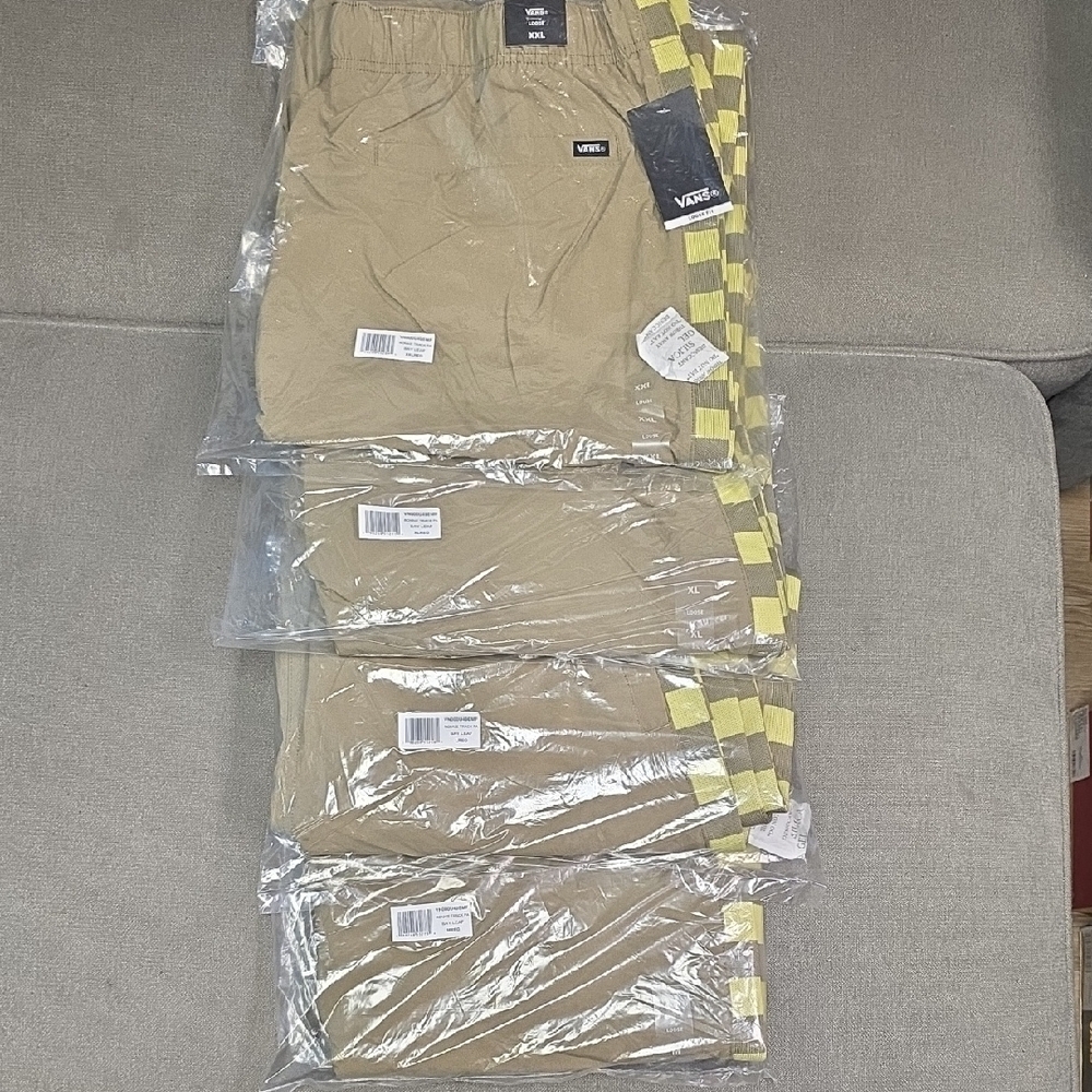 Vans Ronnie Track Pants Khaki Yellow Checker Loose Fit Baggy Size Medium New - Picture 6 of 6